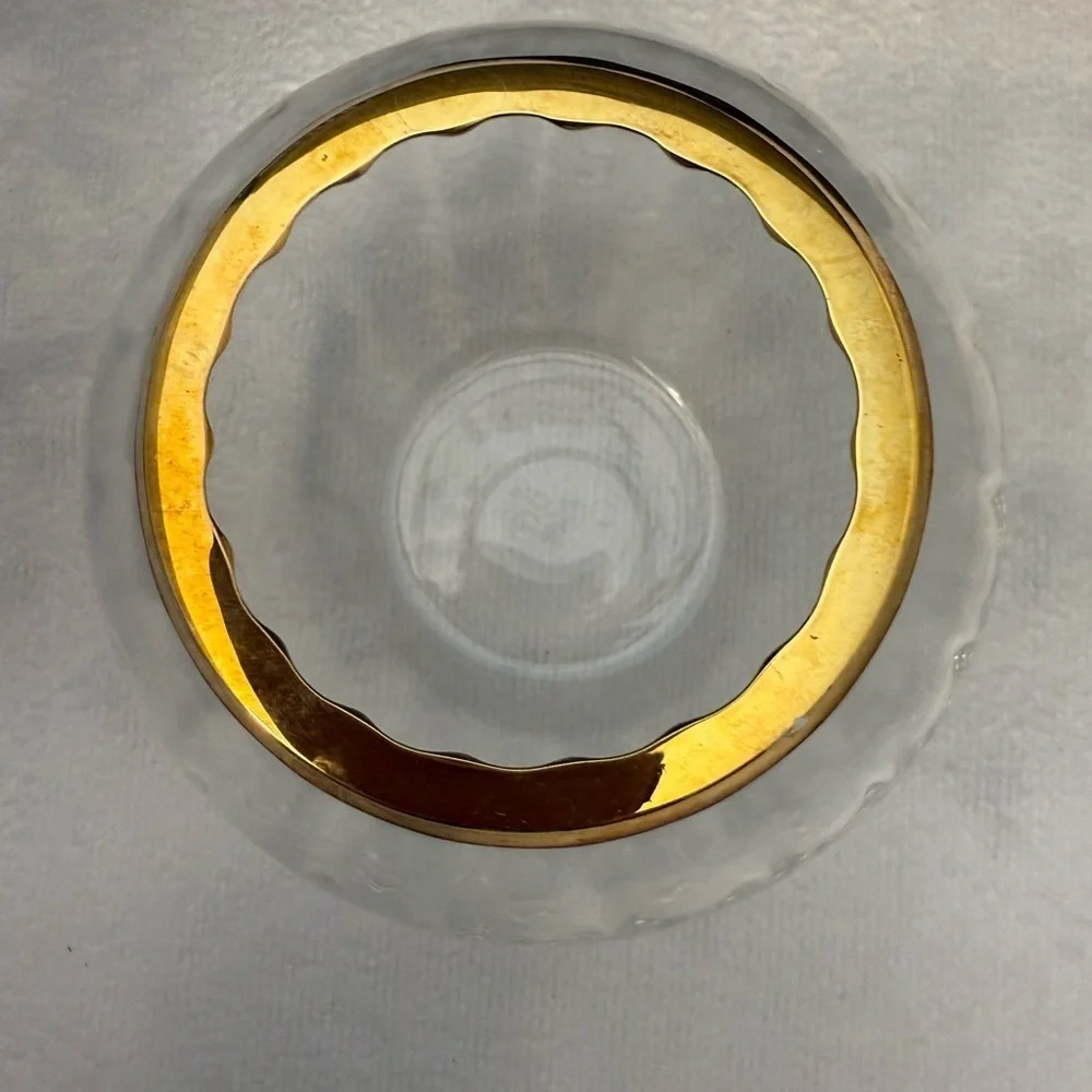 Lenox 24% Lead Fine Crystal Gold Rimmed Optic Ribbed Rose Bowl Vase